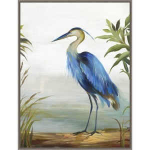 22" x 30" Blue Heron by Aimee Wilson Framed Canvas Wall Art Gray Wash - Amanti Art - 1 of 4