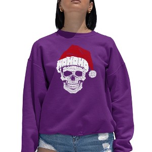 LA Pop Art Santa Skull - Women's Word Art Crewneck Sweatshirt - 1 of 4