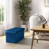 Seville Classics Blue Velvet  Cushioned Accent Storage Ottoman - 4 of 4