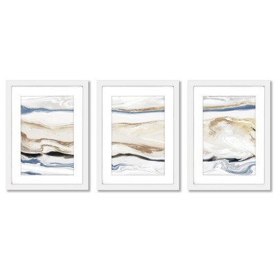 (set Of 3) Desert Synthesis By Pi Creative Art White Matted Framed ...