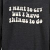Women's - Instant Message - I Want To Cry Lightweight French Terry Wide Neck Long Sleeve Graphic Shirt - 2 of 4