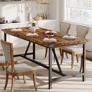Dining Table for 8 People, 70.87-Inch Rectangular Wood Kitchen Table with Strong Metal Frame - 1 of 4