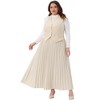 Agnes Orinda Women's Plus Size 2 Piece Halter Backless Top with Button Down Pleated Maxi Skirt Elegant Set Suit - 3 of 4