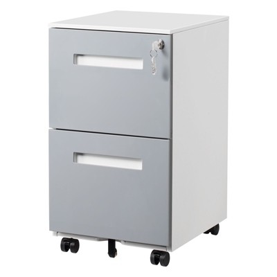 NicBex 2 Drawer Mobile File Cabinet,Office Cabinet with Grooved Handle Design and Casters,Modern Storage Cabinet,Filing Cabinets for Home Office