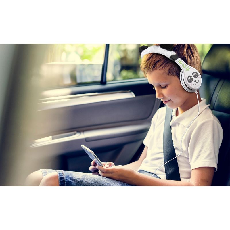 eKids Panda Wired Headphones for Kids, Over Ear Headphones for School, Home, or Travel  - White (KD-140PD.EXV9Z), 4 of 5