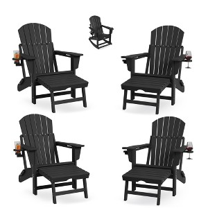 GustoWave Adirondack Outdoor Rocking Chairs  with Retractable Ottoman, HDPE All Weather Patio rockers with Cup Holders - 1 of 4
