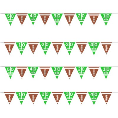 4E's Novelty 4 Pcs Football Flag Banner - No DIY 9ft Football Pennant Banner, Perfect for Game Day Decorations