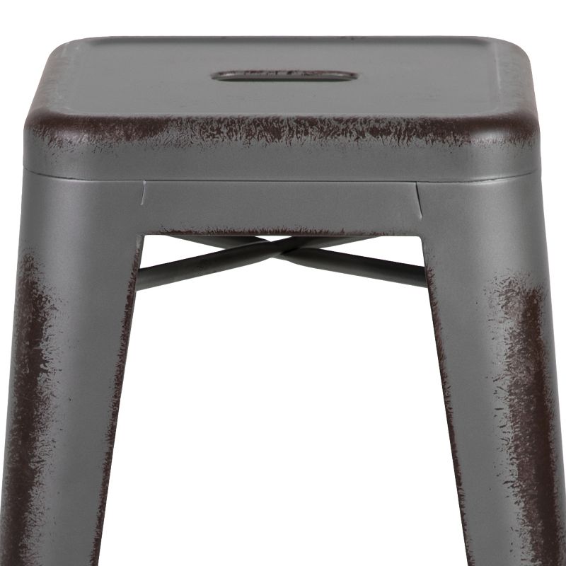 Flash Furniture Commercial Grade 24" High Backless Distressed Metal Indoor-Outdoor Counter Height Stool, 6 of 22
