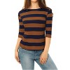 INSPIRE CHIC Women's Stripes Casual Basic Elbow Sleeves Boat Neck Slim Fit T-Shirts - 3 of 4