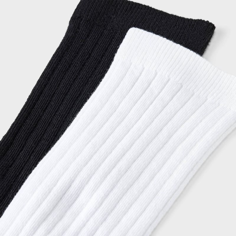 Women's 2pk Flat Knit Wide Ribbed Crew Socks - 4-10, 3 of 4