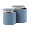 NicBex Nesting Ottomans  Set of 2 with Tray Top Fabric & Natural Wood, Blue - 2 of 4