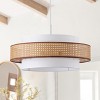 Dewdrop Modern Pendant Ceiling Light 4-Light White Iron with Fabric and Rattan Shade ETL Certified for Dining Room - 3 of 4
