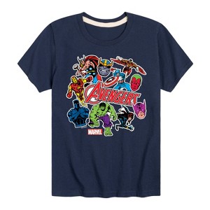 Boys' - Marvel - Avengers Stickers Style Short Sleeve Graphic T-Shirt - 1 of 4