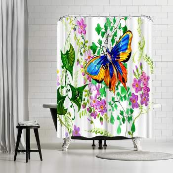 Americanflat 71" x 74" Shower Curtain, Butterfly An Lflowers by Suren Nersisyan