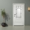 Wooakway 36"W×80"H Exterior Frosted Glass Prehung Front Entry Door Primed Interior Fiberglass Entrance Door - 2 of 4