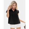 EXLURA Women's 2025 Summer Cap Sleeve Tops Loose Button Down Dress Shirt Casual V Neck Pleated Textured Work Blouse - 2 of 4