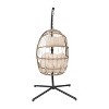 Emma and Oliver Awen Foldable Hanging Egg Chair with Woven Finish, Removable Cushions, and Included Stand for Indoor and Outdoor Use - 4 of 4