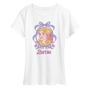 Women's - Barbie - Portrait Floral Coquette Bow Short Sleeve Graphic T-Shirt - 1 of 4