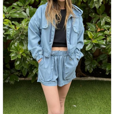 Women's Denim Pull on Shorts - Oat New York S