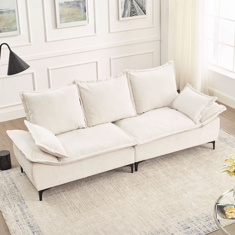 88.5" Sailboat Upholstered 3 Seater Sofa Couches with Two Pillows-ModernLuxe, 2 of 8