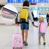 Gymax 2 PCS Carry-on Luggage Set W/ Spinner Wheels Rolling Hardshell Suitcase & Backpack Bag Travel Trolley Luggage Set Pink/Blue/Pink & White - 4 of 4