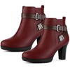 Perphy Women's Platform Side Zip Block Heel Cross Strap Buckle Ankle Boots - 4 of 4