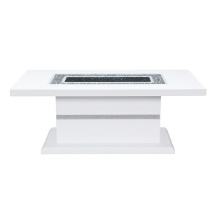 HomeRoots 52" White Wood And Faux Crystal Pedestal Coffee Table - 1 of 4