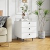 White Night Stand with 2 Drawers, Modern Steel Bedside Table Cabinet with Circular Handles for Bedroom, Living Room, and Study Room - 3 of 4