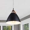 C Cattleya 1-Light Black Outer Whiter Inner Dome Pendent with Leather Strap - 2 of 4