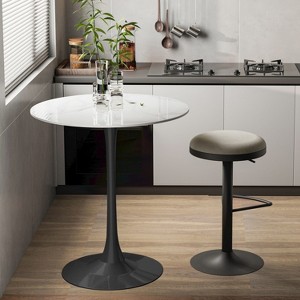 Artloge 100cm High Round Bar Height Bistro Pub Table Sintered Stone-top Breakfast Table - 1 of 4