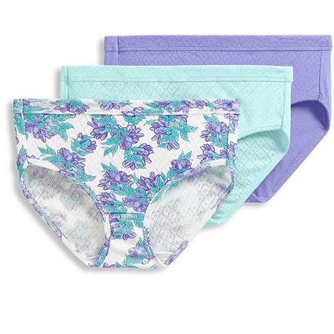 Jockey Women's Elance Breathe Hipster - 3 Pack 5 Frosty Periwinkle/Forever  Floral/Turquoise Cloud