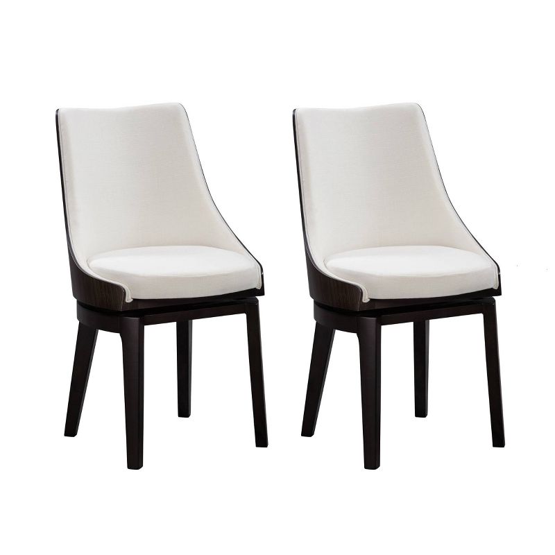 Set of 2 Orleans Swivel High Back Dining Chairs Cream/Black - Boraam, 1 of 13