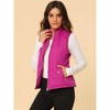 Allegra K Women's Stand Collar Lightweight Gilet Quilted Zip Vest - 2 of 4