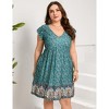 Clearlove Womens Womens Plus Size Casual V Neck Dress V Neck Loose Swing Ruffle Summer Boho Midi Dress with PocketsCasual Dress - 4 of 4