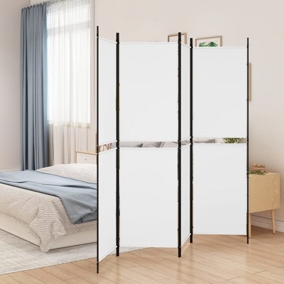 vidaXL 4-Panel Room Divider - 78.7"x70.9" Fabric Partition - White - Portable and Foldable Design - Modern Style, Durable Material - Easy Assembly