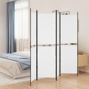 vidaXL 4-Panel Room Divider - 78.7"x70.9" Fabric Partition - White - Portable and Foldable Design - Modern Style, Durable Material - Easy Assembly - 1 of 4