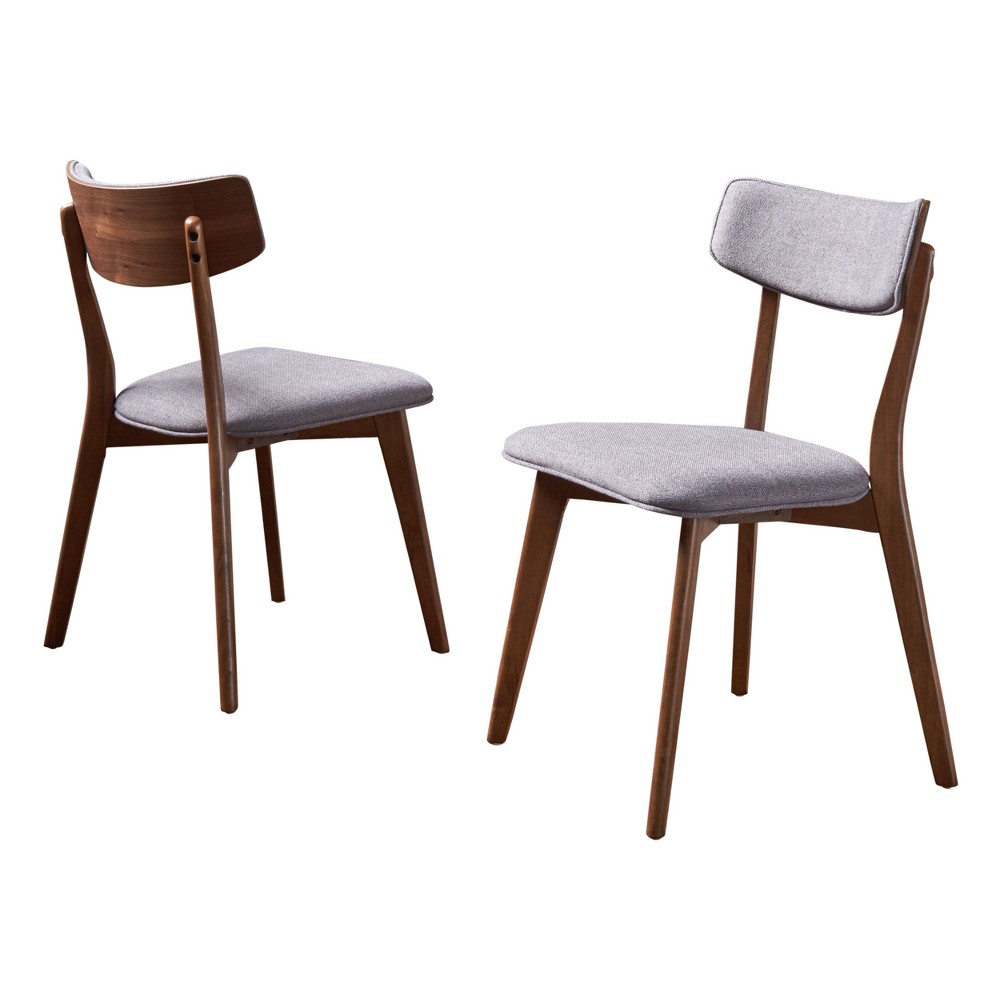 Photos - Chair Set of 2 Chazz Mid-Century Dining Dark /Walnut Gray - Christopher Kni