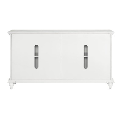Rustic White Solid Wood TV Stand with Cabinet