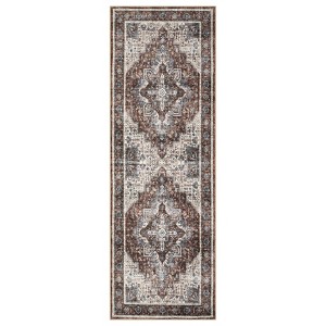 Indoor Vintage Floral Medallion Non Slip Living Room Rugs, Washable Soft Ultra Thin Bedroom Dining Room Carpet for Home Office - 1 of 4