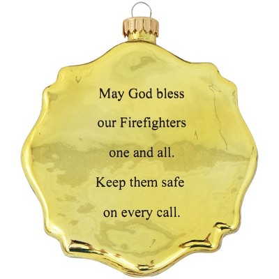 Christmas by Krebs 4" Gold and Black Fireman's Badge Figurine Christmas Ornament