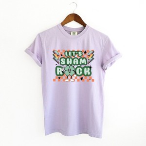 Simply Sage Market Women's Let's Sham Rock Lightning Bolt Short Sleeve Garment Dyed Tee - 1 of 4