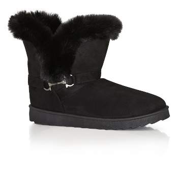 Allegra K Women's Pointed Toe Faux Fur Block Heel Ankle Boots : Target