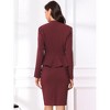 INSPIRE CHIC Women's Long Sleeve Collarless Peplum Blazer and Pencil Skirts Suit Set 2 Pcs - 3 of 4