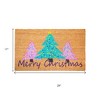 HomeRoots 17" X 29" Brown Green And Pink Christmas Trees Merry Christmas Outdoor Coir Door Mat - 3 of 4
