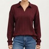 Anna-Kaci Women's Long Sleeve Collared Knit Top with Subtle Textured Pattern and Relaxed Fit - 3 of 4