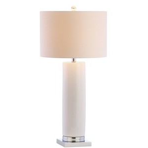 31.5" Ceramic Dallas Table Lamp (Includes LED Light Bulb) White/Chrome - JONATHAN Y: Modern Design, UL Listed, 30" Height - 1 of 4