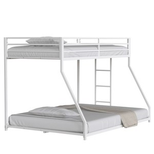 Christopher Knight Home Joanna Twin Over Full Metal Low Profile Bunk Bed with Safety Vent Board and Guardrail Built-In Ladder - 1 of 4