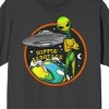 Hippie Sabotage Alien & Spaceship Above Earth Crew Neck Short Sleeve Charcoal Men's T-shirt - 2 of 3