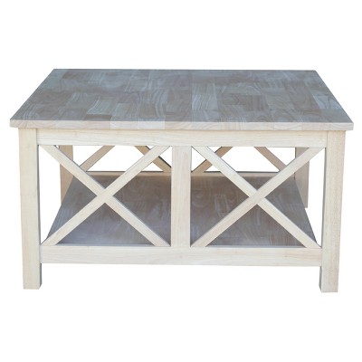 Hampton 41" Natural Wood Square Coffee Table with Storage