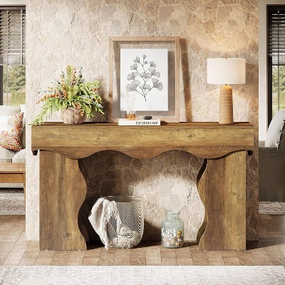 Tribesigns 55.1" Console Table, Entryway Table Couch Table Behind Sofa with Scalloped Edges for Hallway Foyer Living Room Entrance